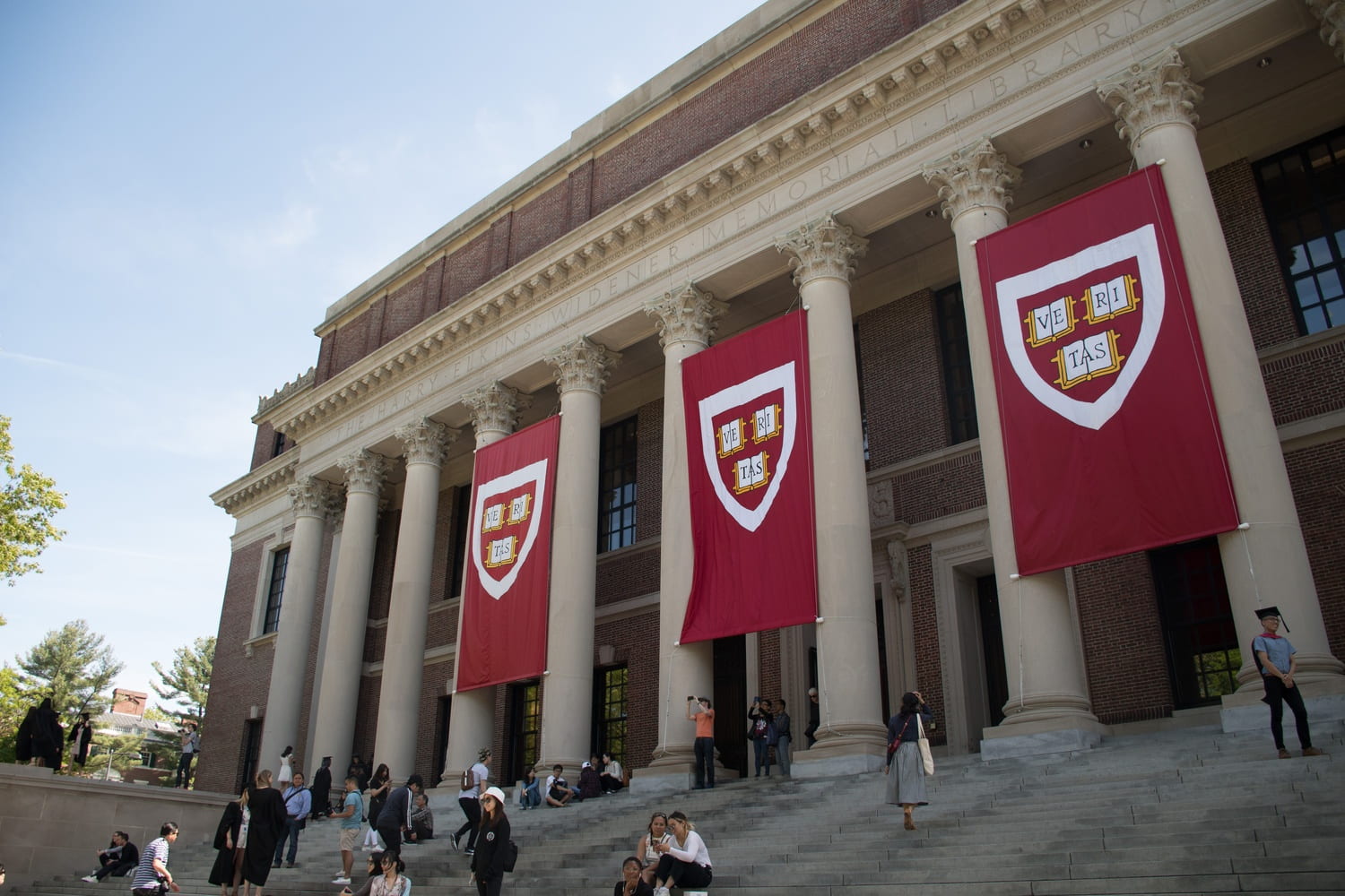Harvard University library steps.